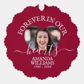 Gepersonaliseerd Hart Foto Memorial Script Ornament Kaart (Voorkant)