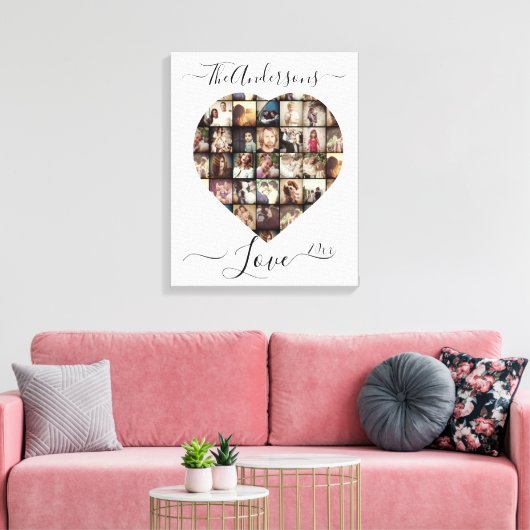 Gepersonaliseerd hart Fotocollage sjabloon Canvas Afdruk (Insitu (Woonkamer))