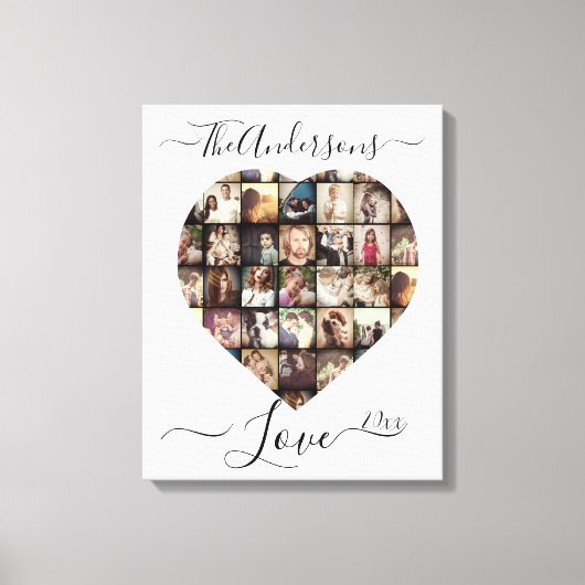 Gepersonaliseerd hart Fotocollage sjabloon Canvas Afdruk (Voorkant)