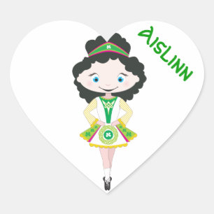 GEPERSONALISEERD HART Ierse danser dansen zwart ha Sticker