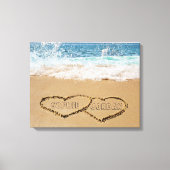 Gepersonaliseerd hart in zand canvas afdruk (Voorkant)