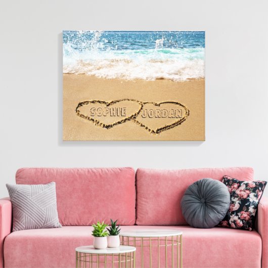 Gepersonaliseerd hart in zand canvas afdruk (Insitu (Woonkamer))