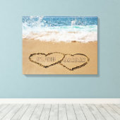 Gepersonaliseerd hart in zand canvas afdruk (Insitu (Houten vloer))