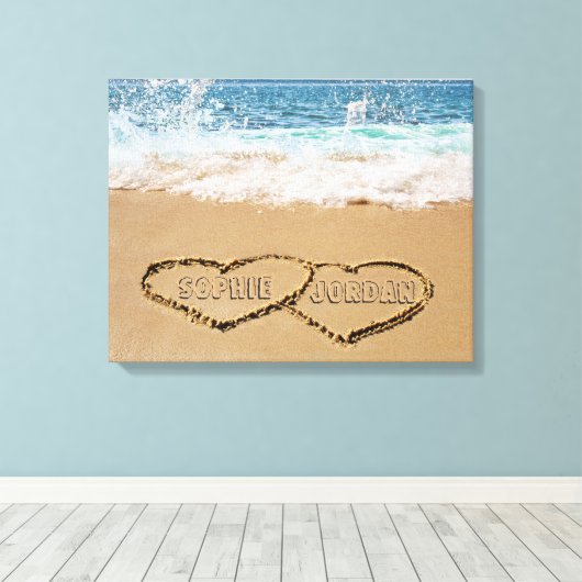 Gepersonaliseerd hart in zand canvas afdruk (Insitu (Houten vloer))