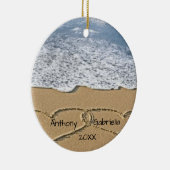 Gepersonaliseerd hart in zand keramisch ornament (Rechts)