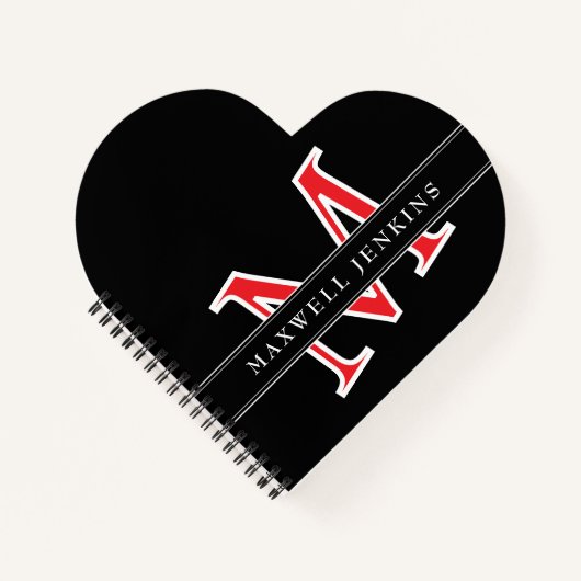 Gepersonaliseerd Hart Notitieboek met Monogram & N (Voorkant)