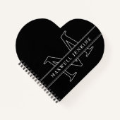 Gepersonaliseerd Hart Notitieboek met Monogram & N (Voorkant)