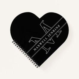 Gepersonaliseerd Hart Notitieboek met Monogram & N