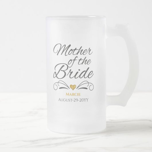 Gepersonaliseerd hart van de goudmoeder van de bru matglas bierpul (Rechts)