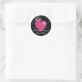 Gepersonaliseerd hart van een Clogger Paarse hart Ronde Sticker (Tas)