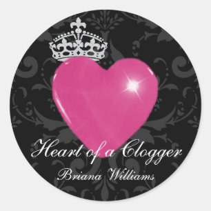 Gepersonaliseerd hart van een Clogger Paarse hart Ronde Sticker