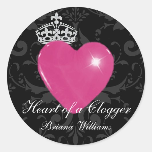 Gepersonaliseerd hart van een Clogger Paarse hart Ronde Sticker (Voorkant)