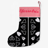 Gepersonaliseerd Hart Zwart Roze Kleine Kerstsok (Achterkant)
