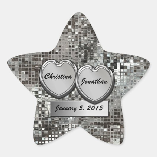 Gepersonaliseerd harten op pailletten Star Sticker (Voorkant)