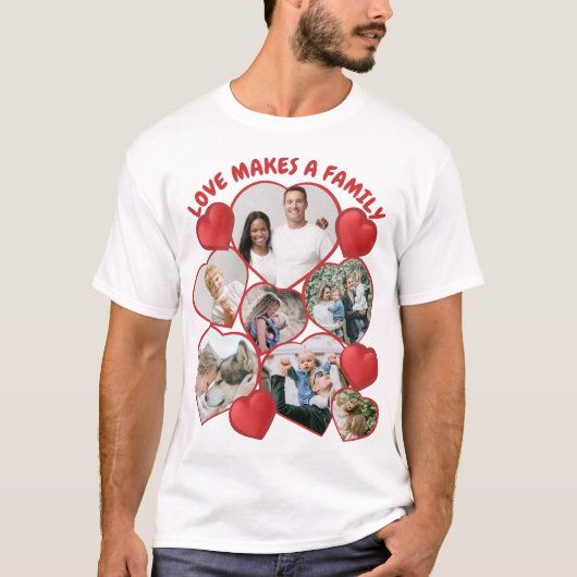 Gepersonaliseerd hartvormig fotocollage T-Shirt (Voorkant)