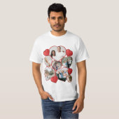 Gepersonaliseerd hartvormig fotocollage T-Shirt (Voorkant volledig)