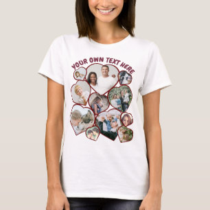 Gepersonaliseerd hartvormig fotocollage T-Shirt