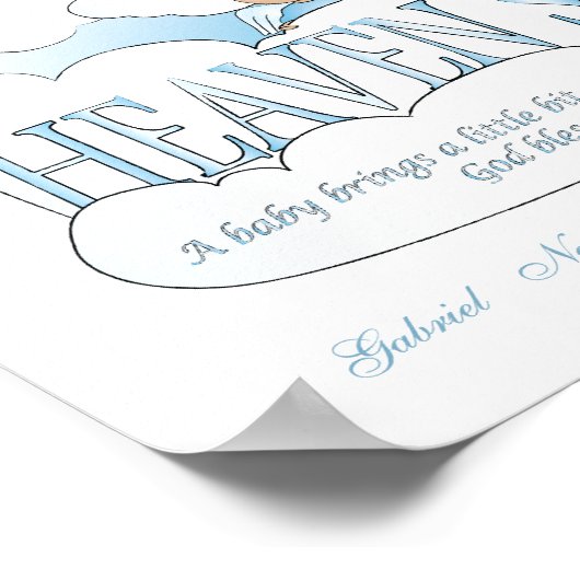 Gepersonaliseerd Heaven Sent Angel Boys Room Art Poster (Hoek)