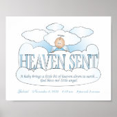Gepersonaliseerd Heaven Sent Angel Boys Room Art Poster (Voorkant)