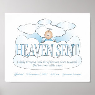 Gepersonaliseerd Heaven Sent Angel Boys Room Art Poster