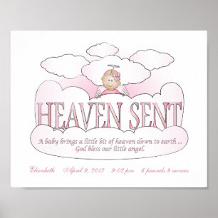Gepersonaliseerd Heaven Sent Angel Girls Room Art Poster