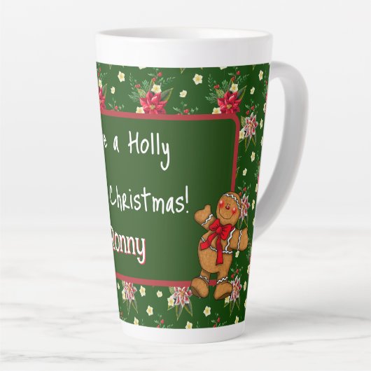 Gepersonaliseerd hebben een Holly Jolly Kerstmis Latte Mok (Rechterhoek)