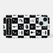Gepersonaliseerd hedendaags muziekontwerp iPhone 15 case (Achterkant horizontaal)
