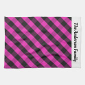 Gepersonaliseerd heet roze Buffalo ruitpatroon Theedoek (Horizontaal)
