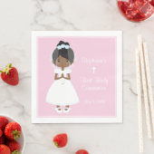 Gepersonaliseerd Heilige Communie Zwart meisje Servet (Insitu)