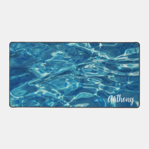 Gepersonaliseerd helder blauw water bureaumat