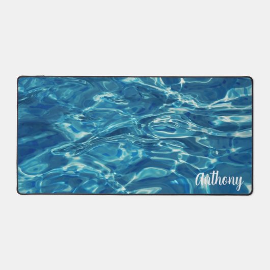 Gepersonaliseerd helder blauw water bureaumat (Voorkant)