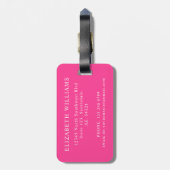 Gepersonaliseerd helder PInk wit geruit patroon Bagagelabel (Achterkant verticaal)