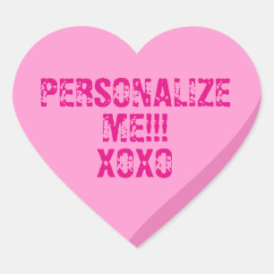 Gepersonaliseerd Helder Roze Snoep Hart Sticker