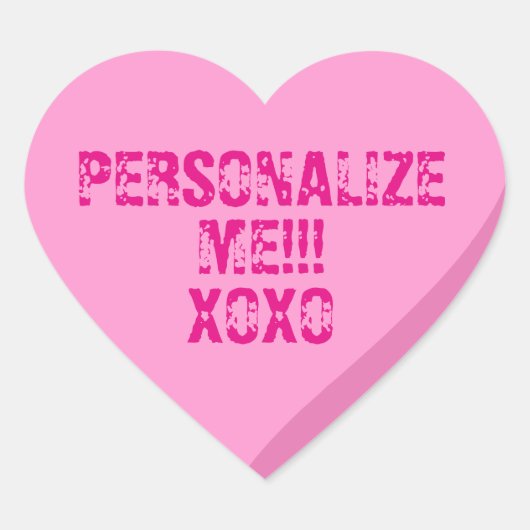 Gepersonaliseerd Helder Roze Snoep Hart Sticker (Voorkant)