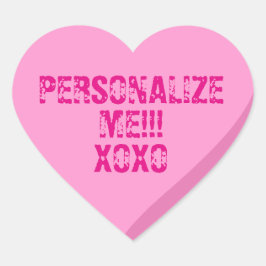 Gepersonaliseerd Helder Roze Snoep Hart Sticker