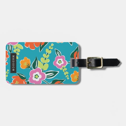 Gepersonaliseerd | Helderbloemen Bagagelabel (Voorkant horizontaal)