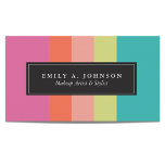 Gepersonaliseerd | Helderstrips Visitekaartje<br><div class="desc">Helderroze,  oranje,  perzikkleurig,  groen en blauwgroen gestreept design met Shelby Allison.</div>