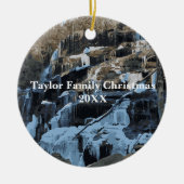 Gepersonaliseerd herdenking van de sneeuwwaterval keramisch ornament (Voorkant)