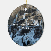 Gepersonaliseerd herdenking van de sneeuwwaterval keramisch ornament (Links)