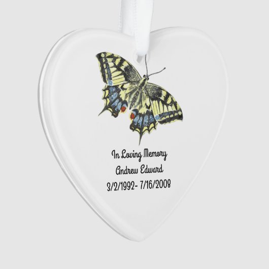 Gepersonaliseerd herdenkingsornament Butterfly Ornament (voorkant)