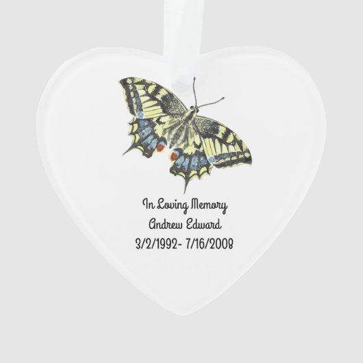 Gepersonaliseerd herdenkingsornament Butterfly Ornament (achterkant)