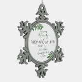 Gepersonaliseerd herdenkingsornament tin sneeuwvlok ornament (Links)