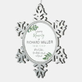 Gepersonaliseerd herdenkingsornament tin sneeuwvlok ornament (Rechts)