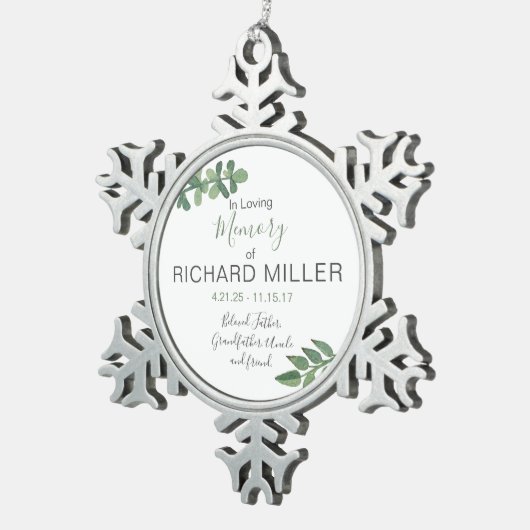 Gepersonaliseerd herdenkingsornament tin sneeuwvlok ornament (Rechts)