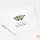 Gepersonaliseerd herdenkingsverlies van Butterfly Vierkante Sticker (Envelop)