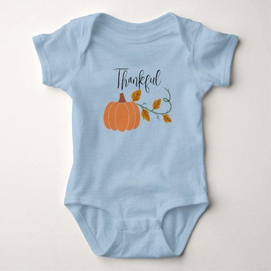 Gepersonaliseerd Herfst "Dankbaar" Baby T-shirt (Voorkant)