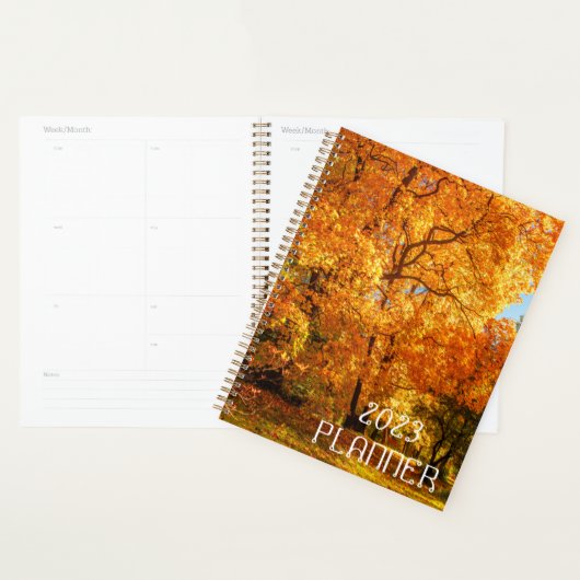 Gepersonaliseerd herfstgele bladeren 2023 Planner (Display)