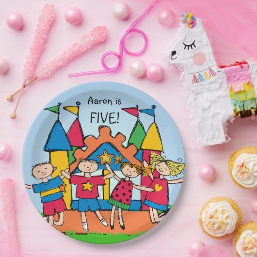 Gepersonaliseerd het Bord van het Bounce House Kid (Feest)