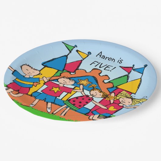 Gepersonaliseerd het Bord van het Bounce House Kid (Gekanteld)