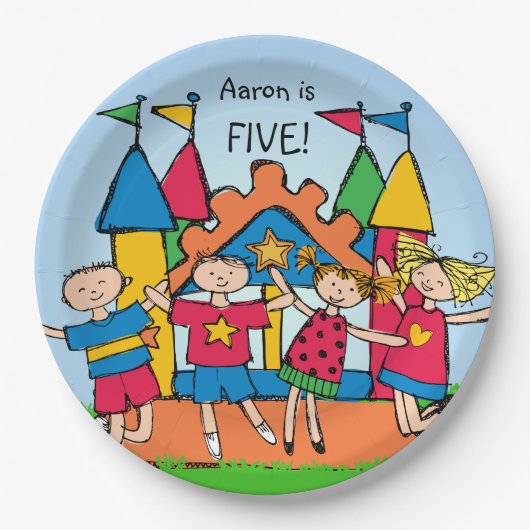 Gepersonaliseerd het Bord van het Bounce House Kid (Voorkant)